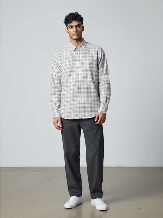 Boss Other - Boss Men's Plaid Button-Up Shirt in Gray and Pink